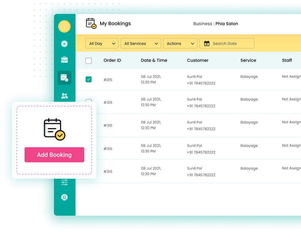 My Bookings dashboard
